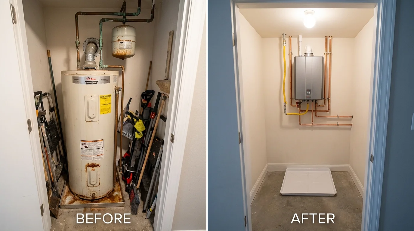 Tank water heater versus wall-mounted tankless unit comparison for Hobbs, NM homeowners